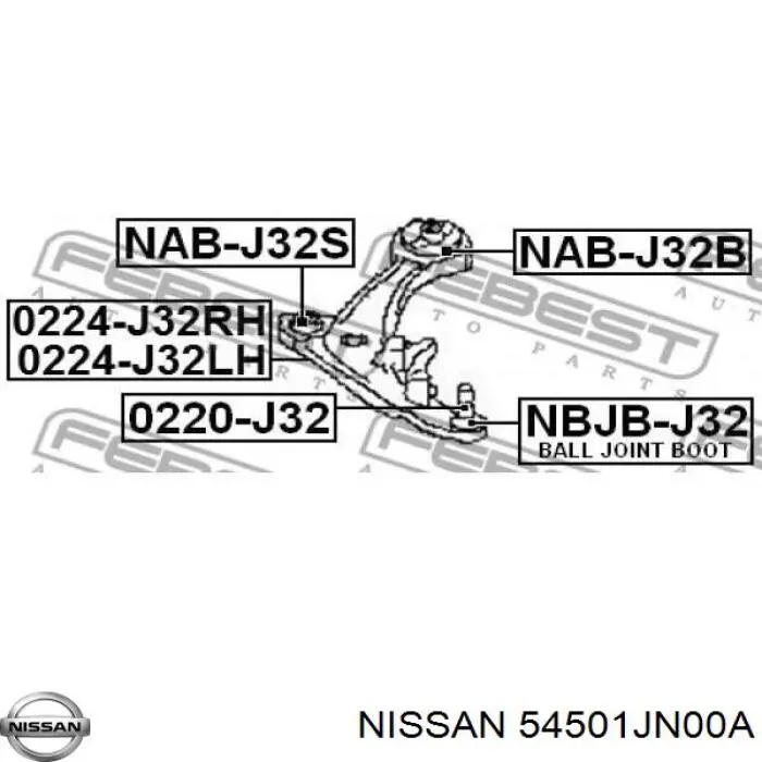 54501JN00A Nissan/Infiniti Рычаг передней подвески нижний левый