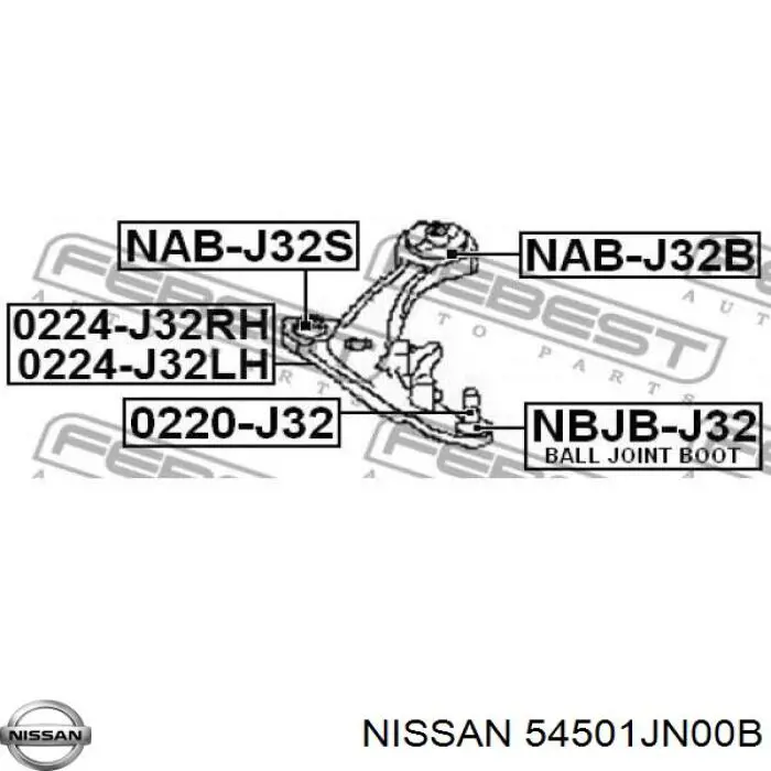 Рычаг передней подвески левый 54501JN01A Nissan/Infiniti