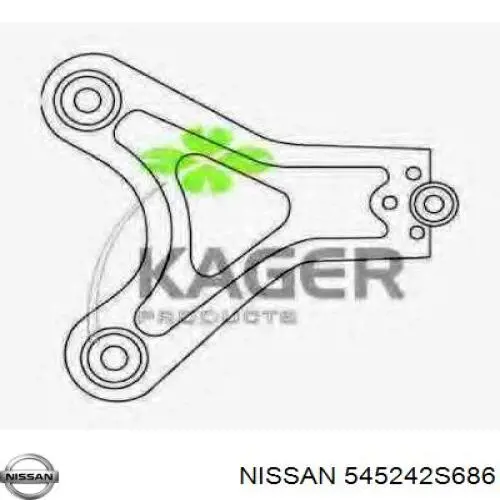 545242S686 Nissan braço oscilante superior direito de suspensão dianteira