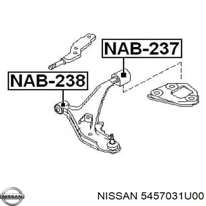 Сайлентблок переднего нижнего рычага Nissan 5457031U00