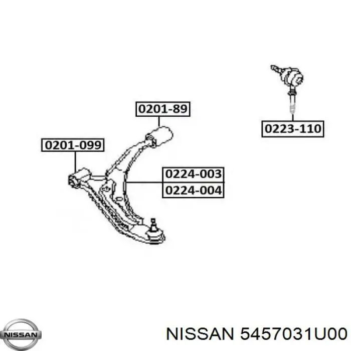 Купить 5457031U00 Nissan/Infiniti Сайлентблок нижний передней подвески