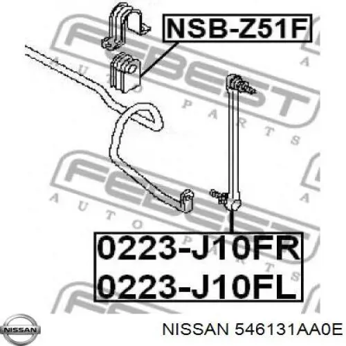 Купить 546131AA0E Nissan/Infiniti Втулки переднего стабилизатора