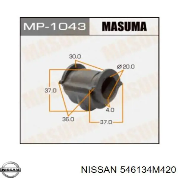 546134M420 Nissan bucha de estabilizador dianteiro
