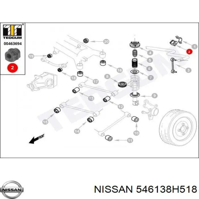 Купить 546138H518 Nissan/Infiniti Втулка заднего стабилизатора