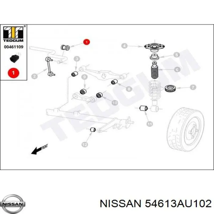 Купить 54613AU102 Nissan/Infiniti Втулка заднего стабилизатора