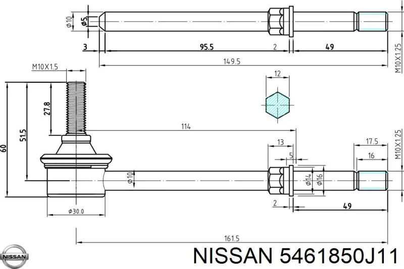 Тяга переднего стабилизатора Nissan/Infiniti 5461850J11 цена, от 9.08 USD