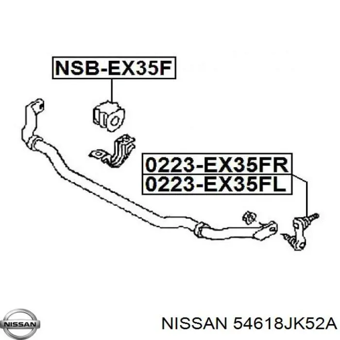 Стойка стабилизатора переднего правая 54618JK52A Nissan