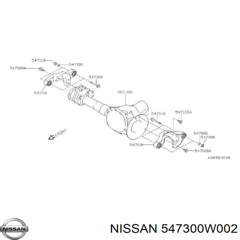 Купить 547300W002 Nissan/Infiniti Кронштейн (траверса) переднего редуктора правая