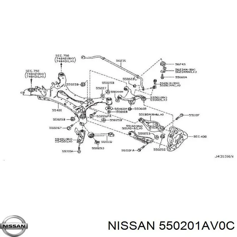 Задняя пружина 550201AV0C Nissan