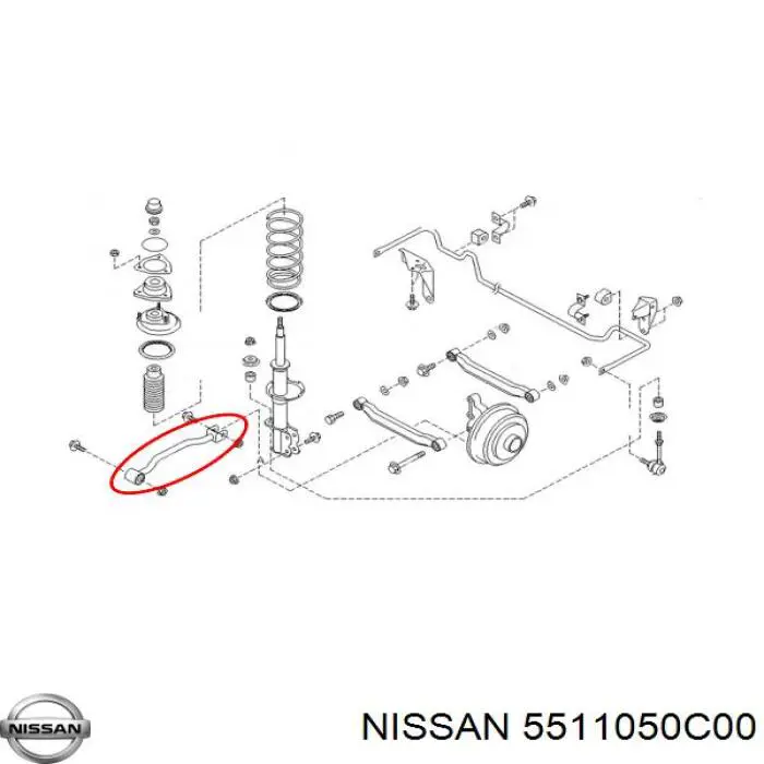 Купить 5511050C00 Nissan/Infiniti Тяга продольная задней подвески