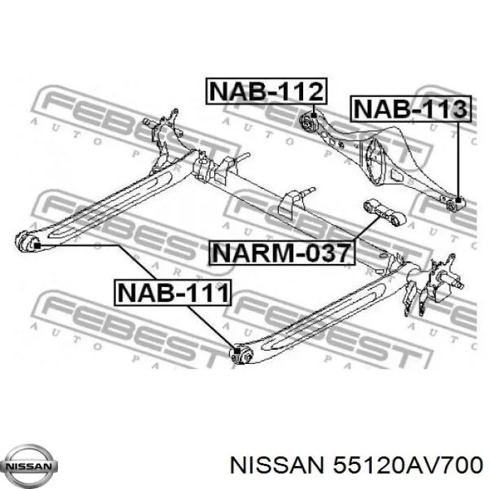 Сайлентблок заднего поперечного рычага Nissan 55120AV700