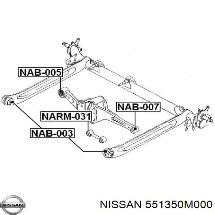 Сайлентблок заднего поперечного рычага Nissan 551350M000