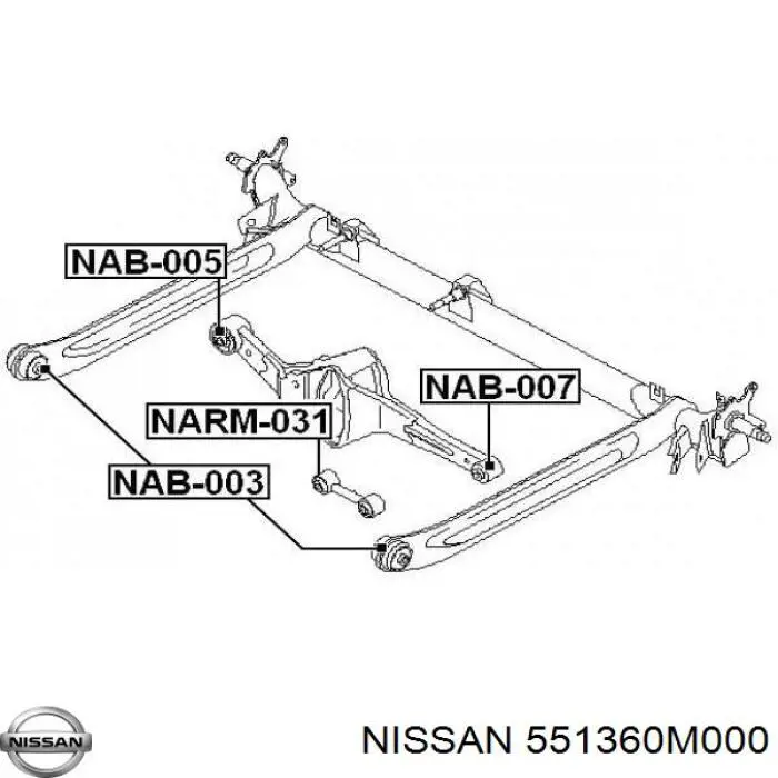 Сайлентблок заднего поперечного рычага Nissan 551360M000