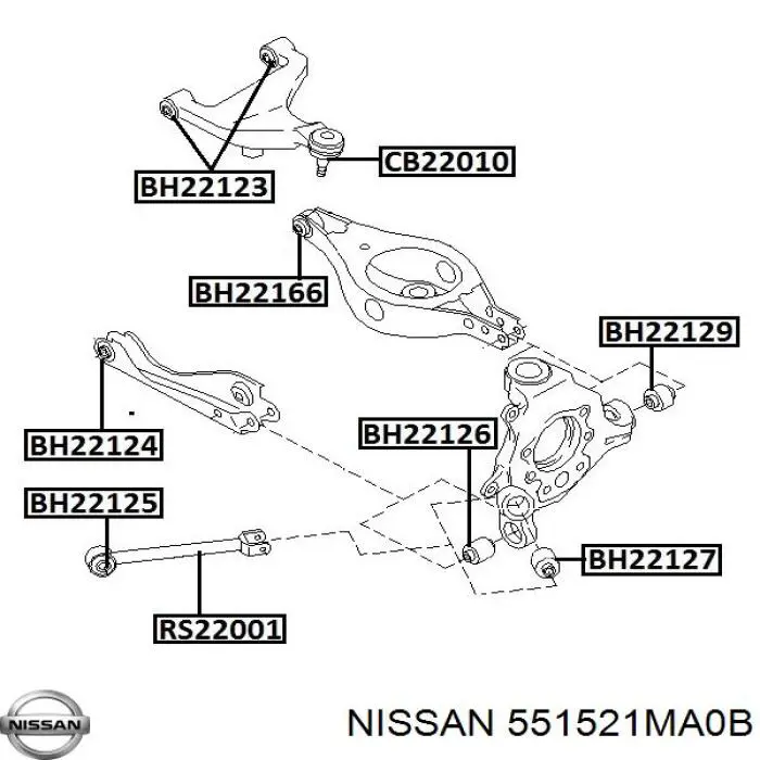 Купить 551521MA0B Nissan/Infiniti Сайлентблок цапфы задней