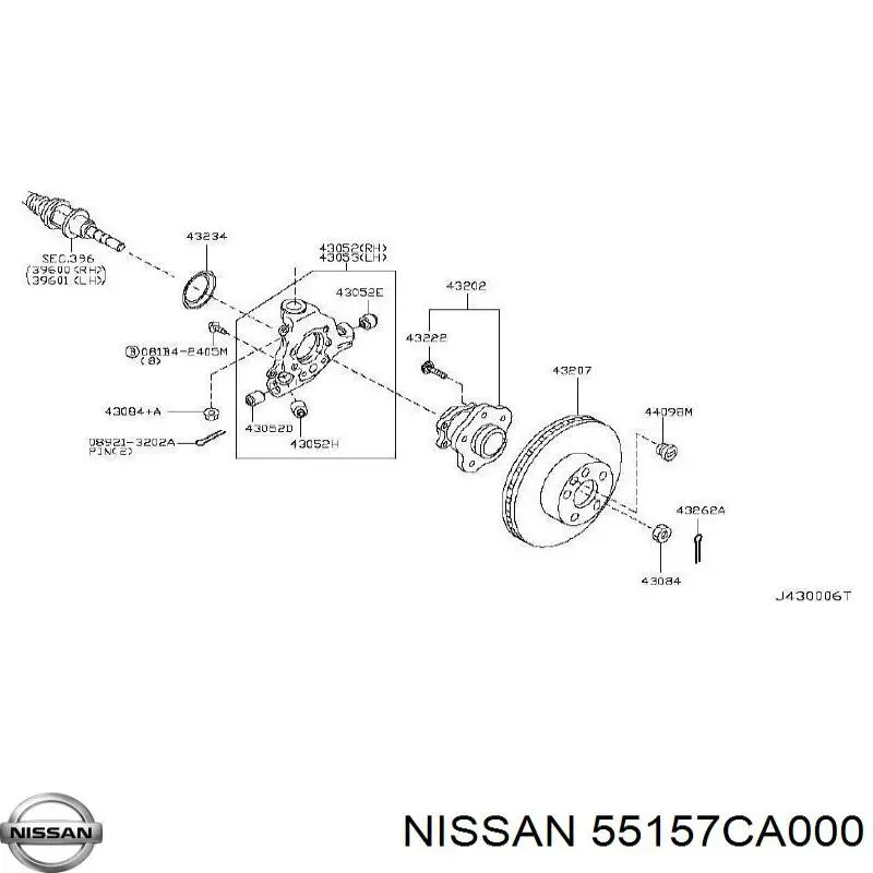 Сайлентблок цапфы задней Nissan 55157CA000