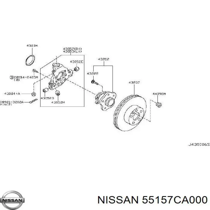 Silentblock de mangueta trasera 55157CA000 Nissan