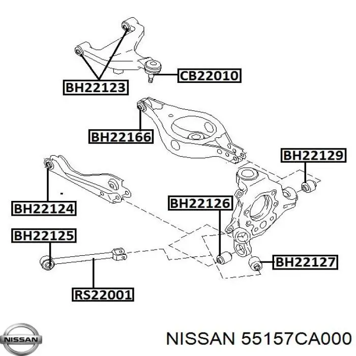 Купить 55157CA000 Nissan/Infiniti Сайлентблок цапфы задней