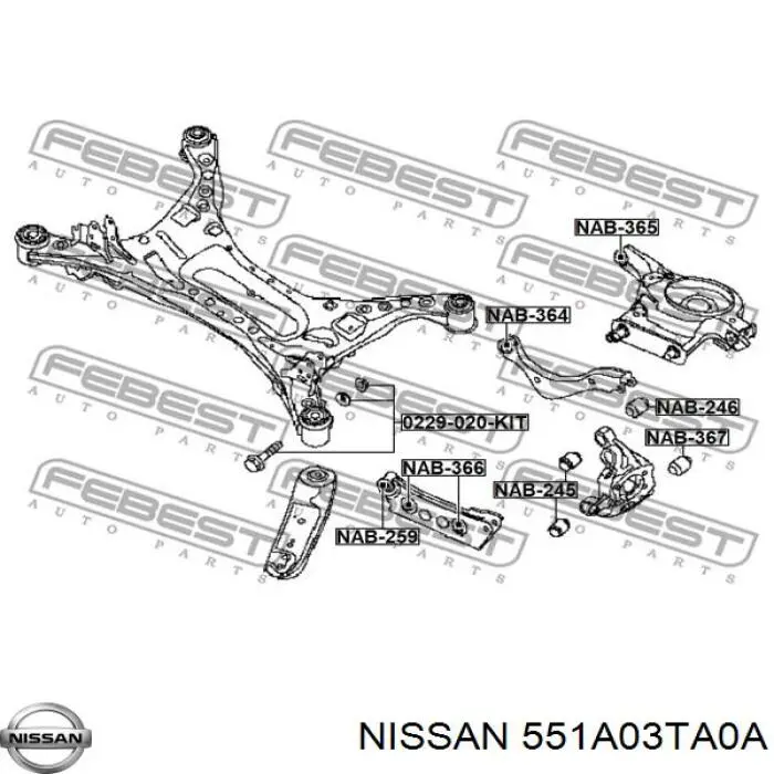 Braço oscilante inferior direito de suspensão traseira para Nissan Maxima (A36)