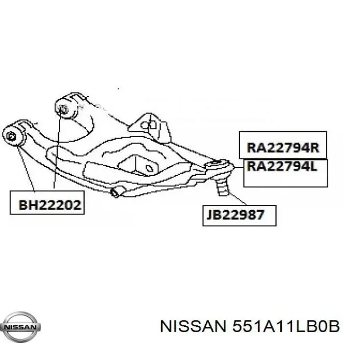Рычаг задней подвески нижний левый Nissan/Infiniti 551A11LB0B цена, от 153.08 USD