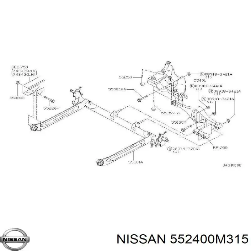 Пыльник амортизатора заднего Nissan 552400M315