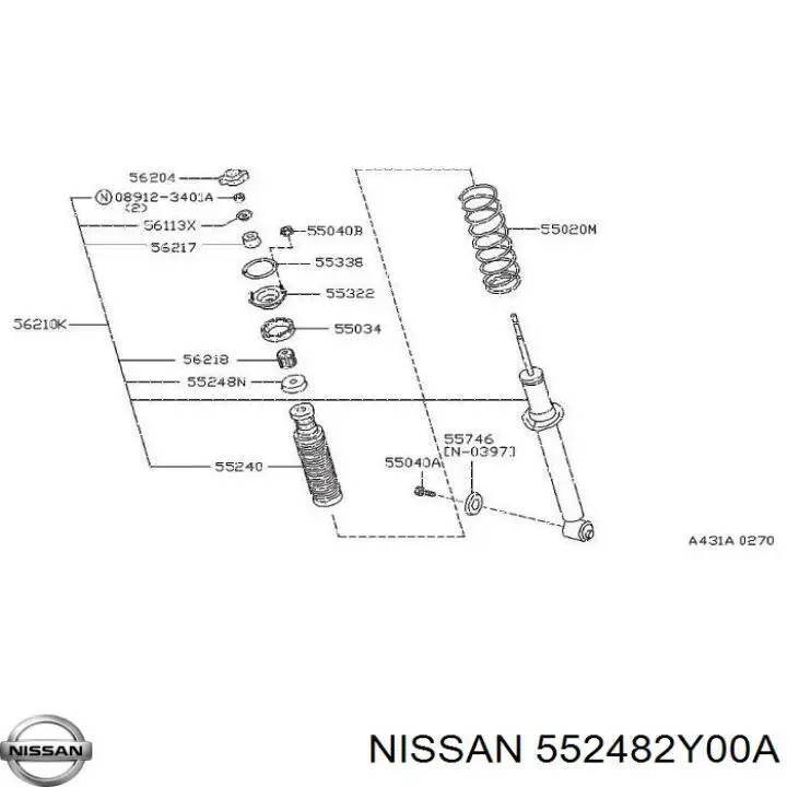 552482Y00A Nissan буфер (отбойник амортизатора заднего)