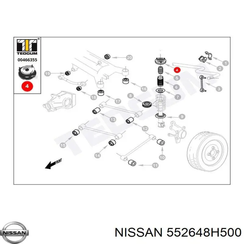 552648H500 Nissan опора амортизатора заднего правого