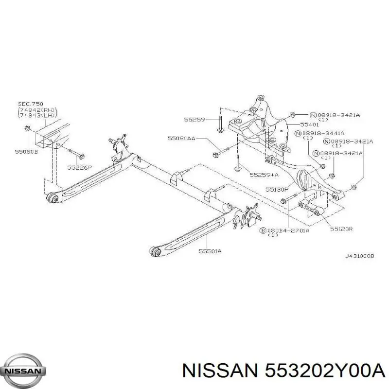 Опора амортизатора заднего Nissan 553202Y00A