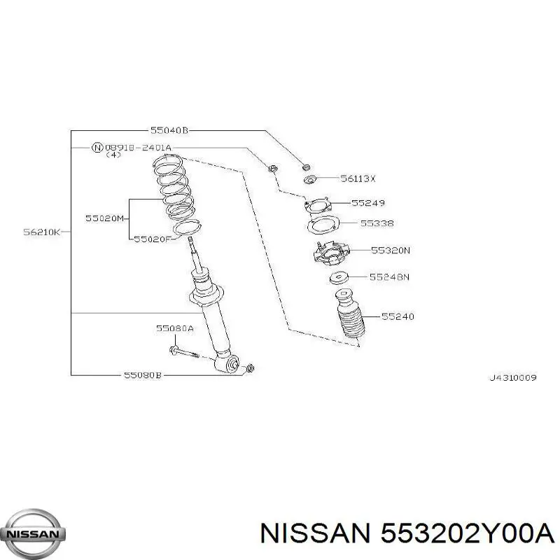 Купить 553202Y00A Nissan/Infiniti Опора амортизатора заднего