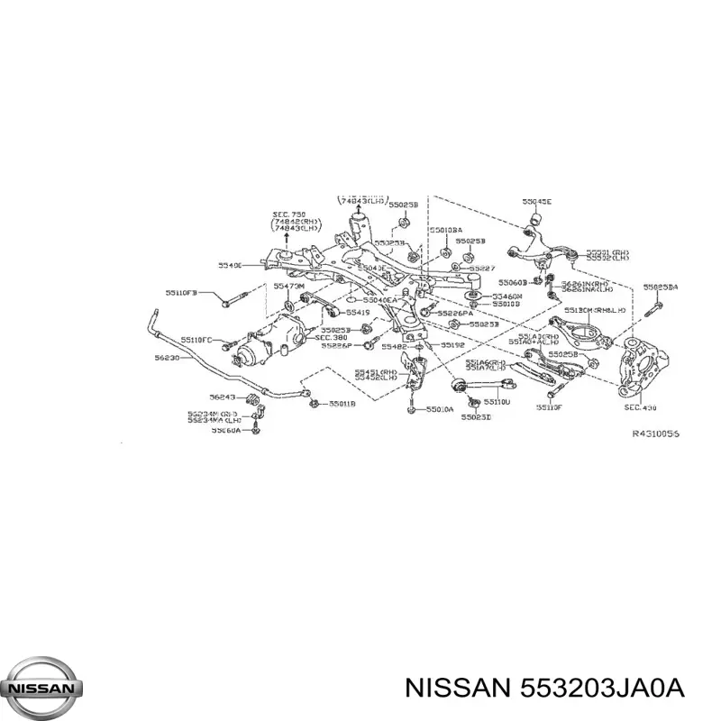 Купить 553203JA0A Nissan/Infiniti Опора амортизатора заднего