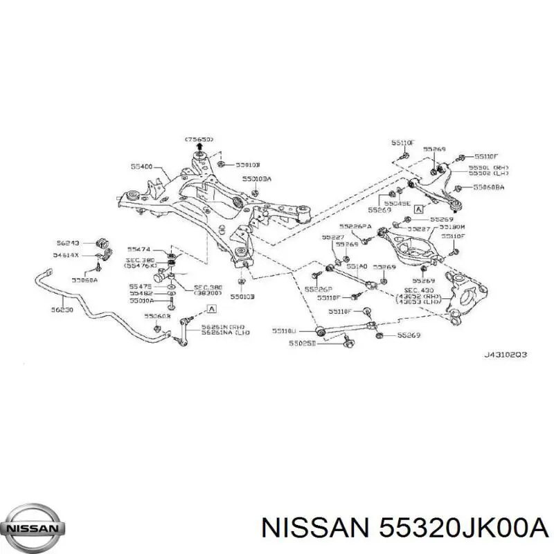 Опора амортизатора заднего Nissan 55320JK00A