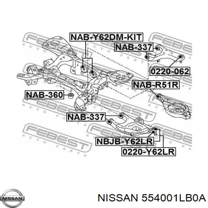 Балка задней подвески (подрамник) 554001LB0A Nissan