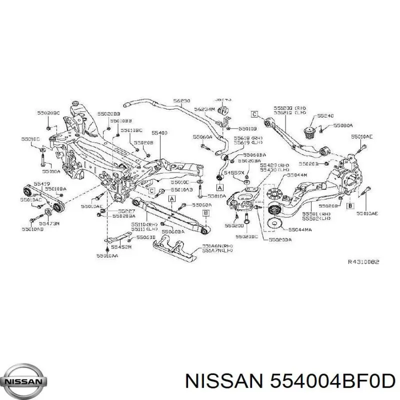 554004BF0B Nissan/Infiniti Подрамник задней подвески