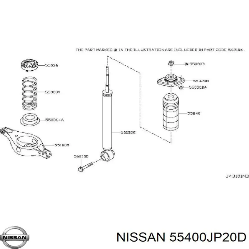 Подрамник задний 55400JP20D Nissan/Infiniti