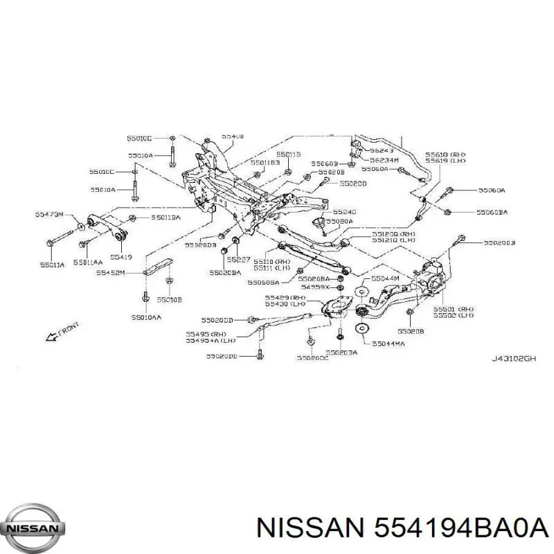 Consola (travessa) dianteira de redutor traseiro para Nissan Qashqai (J11)