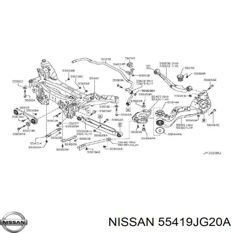 Кронштейн (траверса) заднего редуктора задняя Nissan/Infiniti 55419JG20A цена, от 11.70 USD