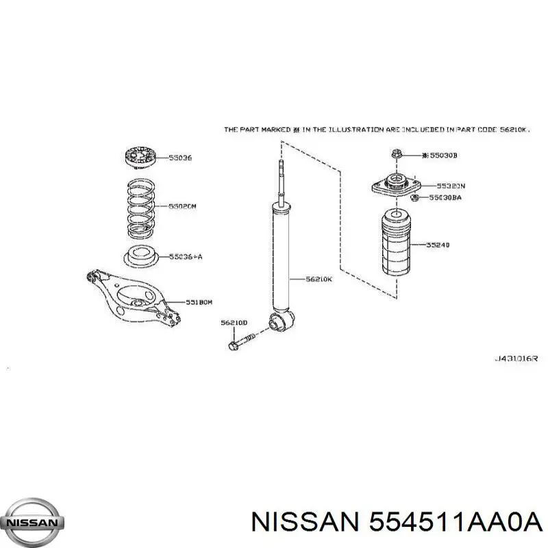 Кронштейн задней балки 554511AA0A Nissan