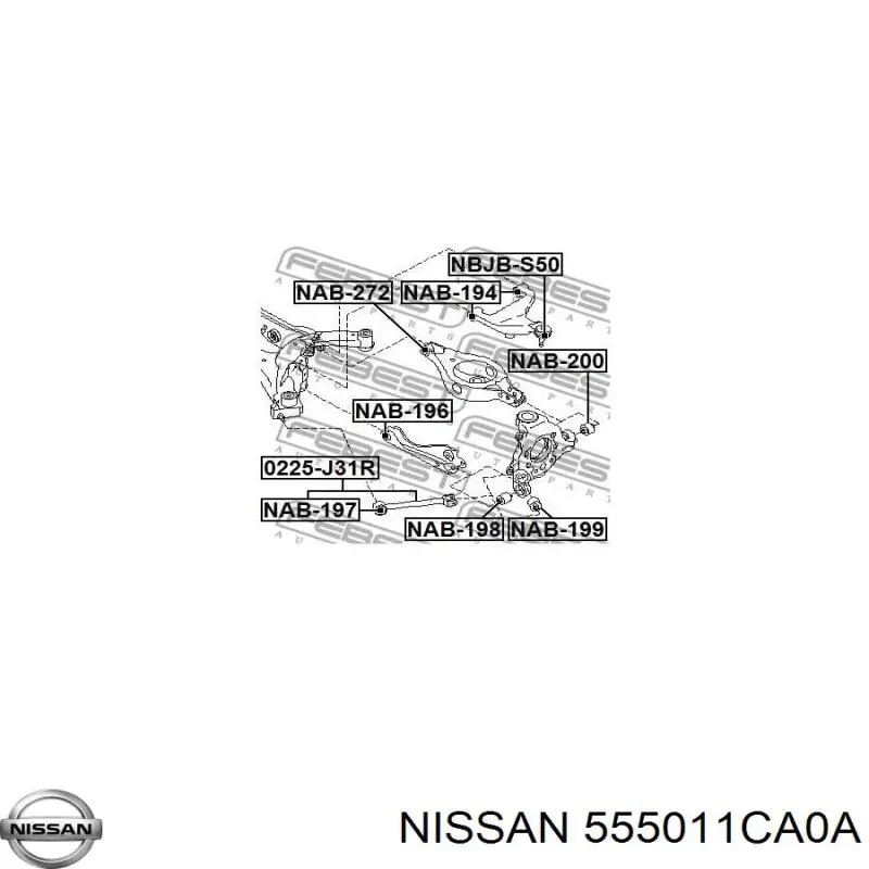 555011CA0A Nissan braço oscilante superior direito de suspensão traseira
