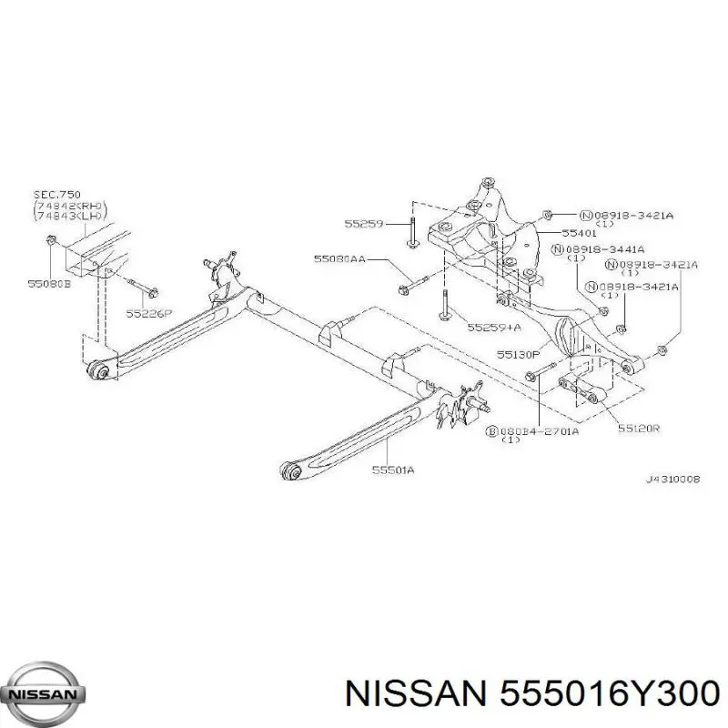 555016Y300 Nissan/Infiniti Подрамник задней подвески