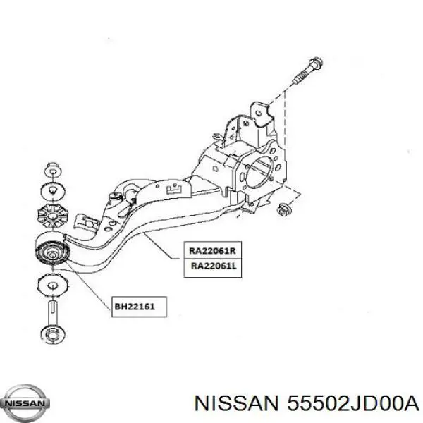 Купить 555024CA1C Nissan/Infiniti Рычаг (тяга) задней подвески продольный нижний левый
