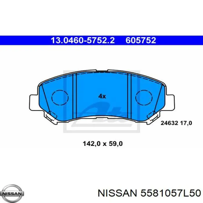 Колодки Nissan/Infiniti 5581057L50 цена, от 22.17 USD