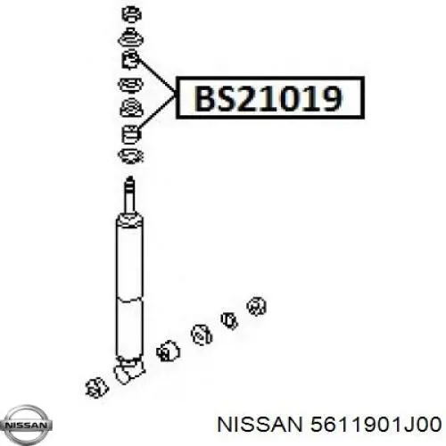 Втулка штока амортизатора переднего Nissan/Infiniti 5611901J00 цена, от 3.75 USD