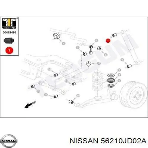 Стойка амортизатора задняя Nissan/Infiniti 56210JD02A цена, от 30.93 USD