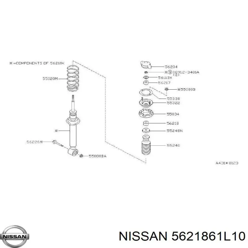 5621861L10 Nissan опора амортизатора заднего