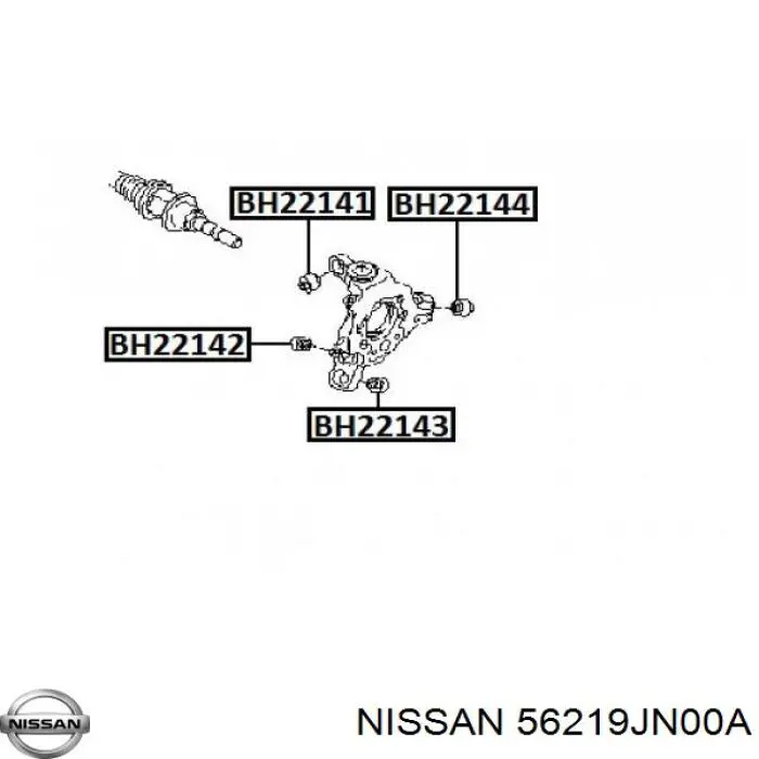 56219JN00A Nissan bloco silencioso do pino de apoio traseiro