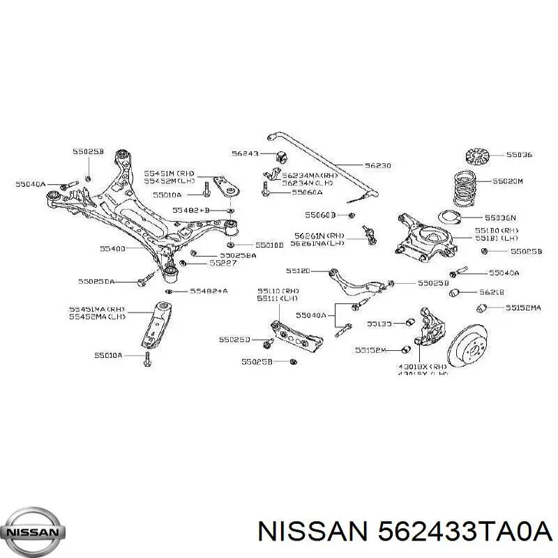 Купить 562433TA0A Nissan/Infiniti Втулка заднего стабилизатора