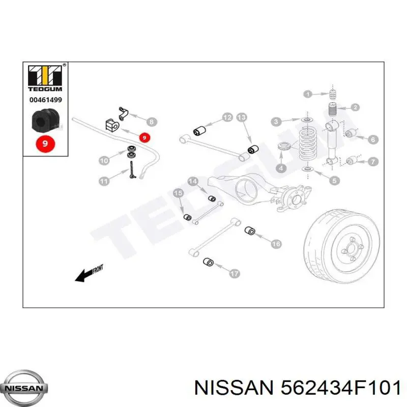 Купить 562434F101 Nissan/Infiniti Втулка заднего стабилизатора