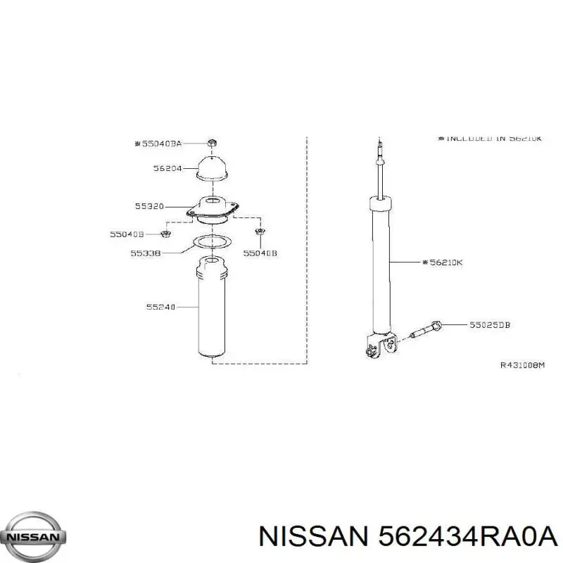 562434RA0A Nissan/Infiniti Втулка стабилизатора переднего, комплект