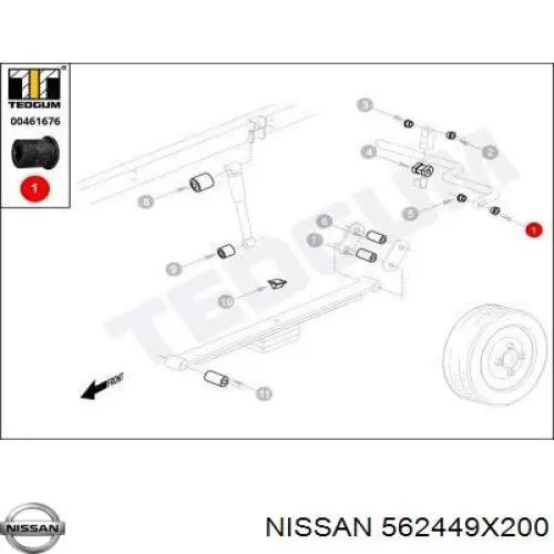 562449X200 Nissan bucha de suporte de estabilizador traseiro