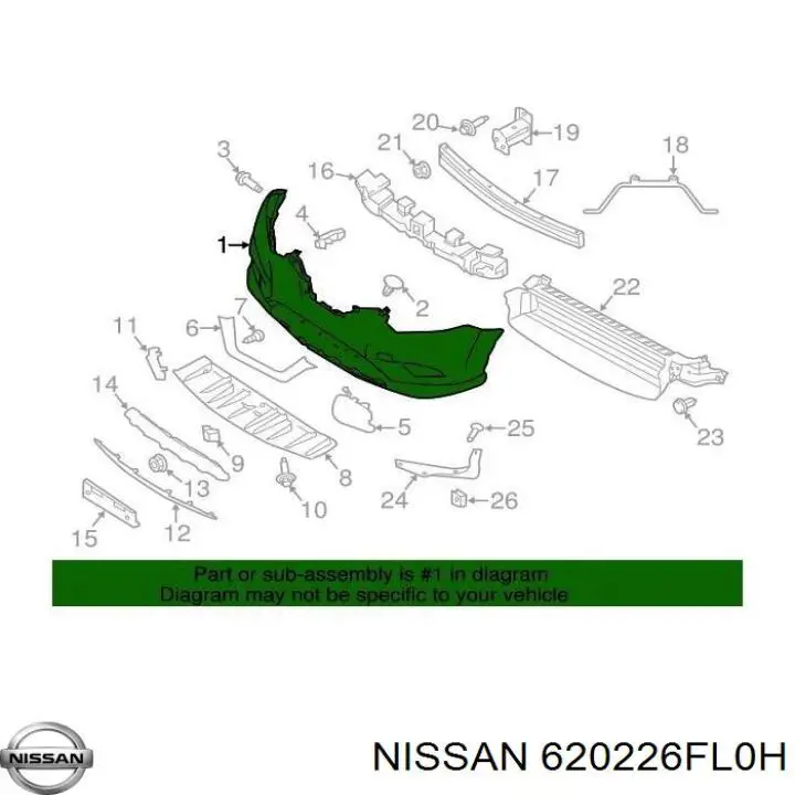Купить 620226FL0H Nissan/Infiniti Буфер (бампер) передний
