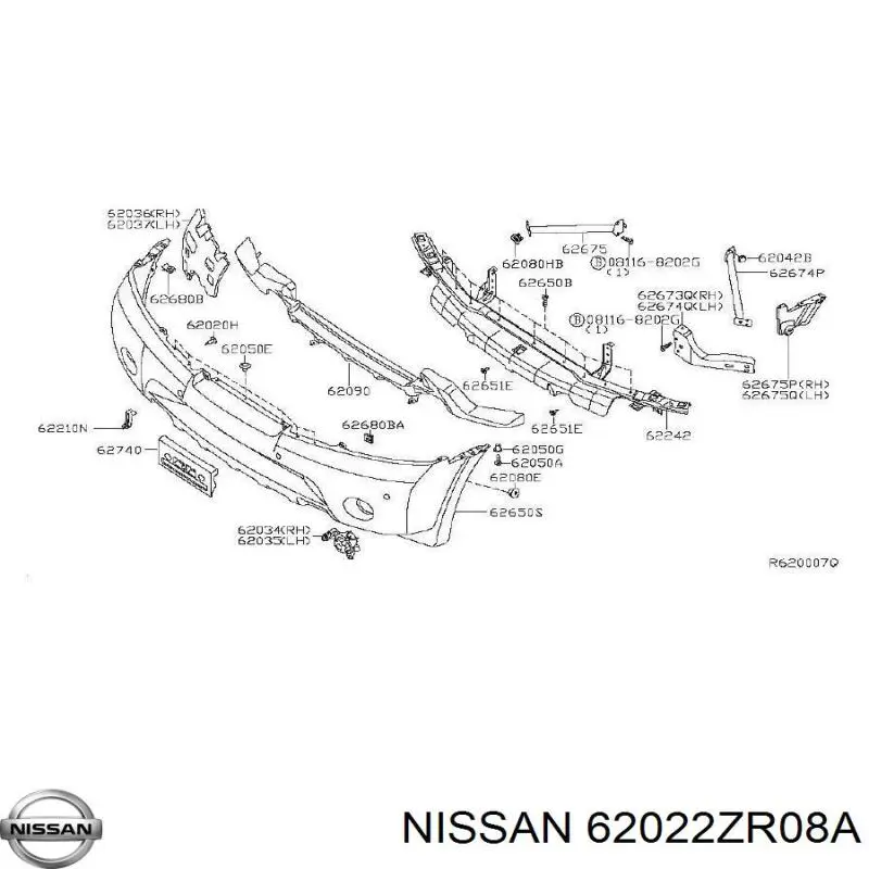 62022ZR08A Nissan центральная часть переднего бампера